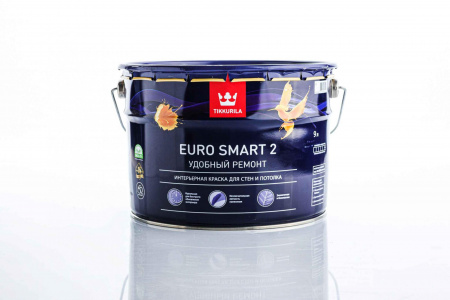 Интерьерная краска Euro Smart 2 Tikkurila белый цвет 9 л