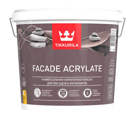 Универсальная фасадная краска Facade Acrylate Tikkurila белый цвет 2,7 л