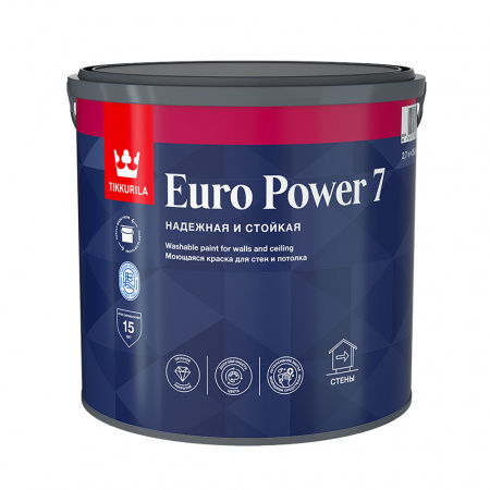 Моющаяся краска Euro Power 7 Tikkurila белый цвет 0,9 л