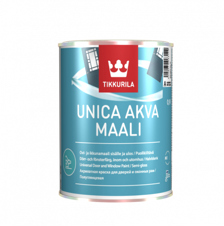 Акрилатная краска для дверей и оконных рам Unica Akva Tikkurila белый цвет 0,9 л