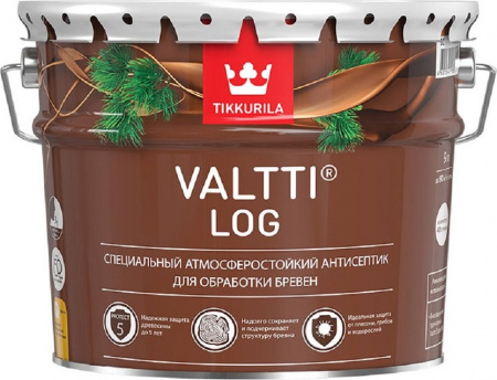 Антисептик для обработки брёвен Valtti Log Tikkurila бесцветный 9 л