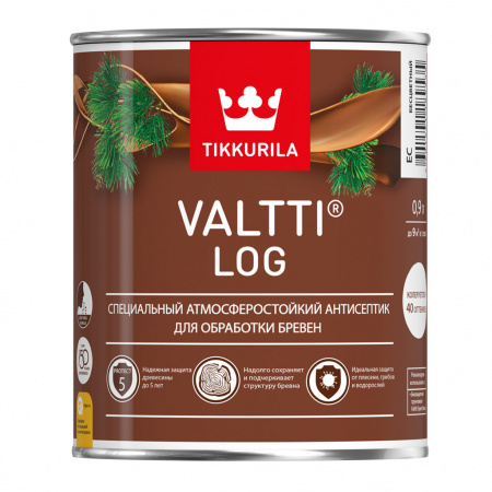 Антисептик для обработки брёвен Valtti Log Tikkurila бесцветный 0,9 л