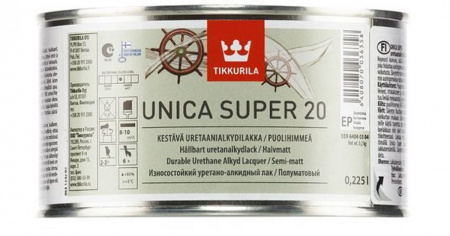 Полуматовый износостойкий яхтный лак Unica Super 20 Tikkurila 0,225 л