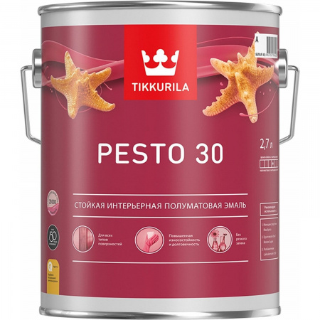 Полуматовая эмаль Pesto 30 Tikkurila база С 2,7 л