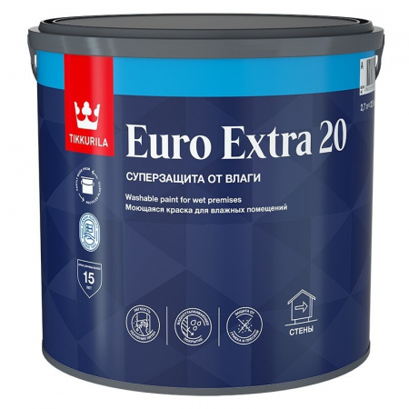 Для влажных помещений Euro Extra 20 Tikkurila белый цвет 9 л