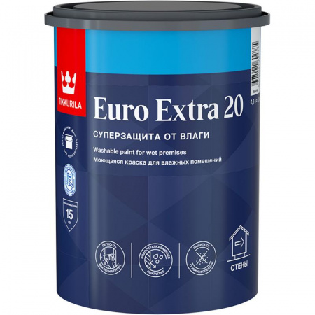 Для влажных помещений Euro Extra 20 Tikkurila база С 0,9 л