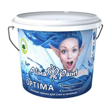 Матовая краска для стен и потолков Optima Alina белый цвет 7 кг