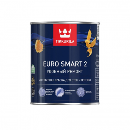 Интерьерная краска Euro Smart 2 Tikkurila белый цвет 0,9 л