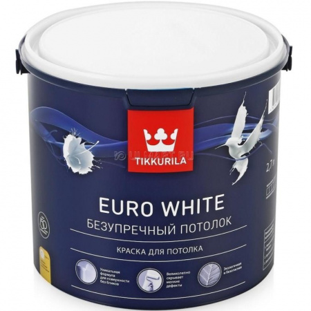 Краска для потолка Euro White белый цвет 2,7 л