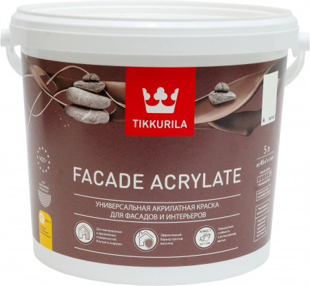 Универсальная фасадная краска Facade Acrylate Tikkurila белый цвет 5 л