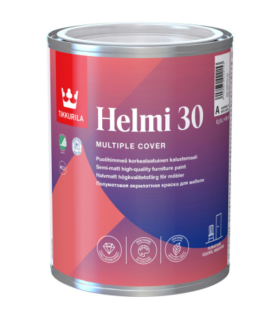 Акрилатная краска для мебели Helmi 30 Tikkurila белый цвет 0,9 л